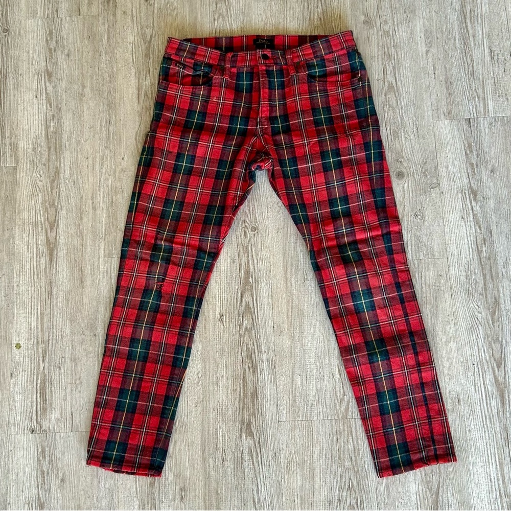 Polo Ralph Lauren plaid punk denim rocker pants - 34/30 skinny fit